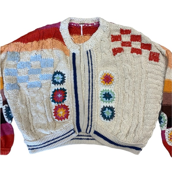 NWT Free People Clear Skies Cardigan in Cream Combo Size XS and M - Picture 5 of 15